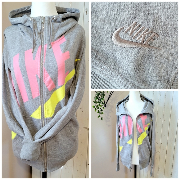 NIKE | RETRO GRAPHIC ZIPPERED FRONT HOODIE sport grey medium - Picture 1 of 13